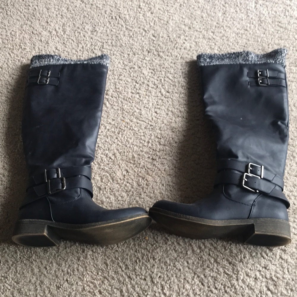 Boots with fabric at top